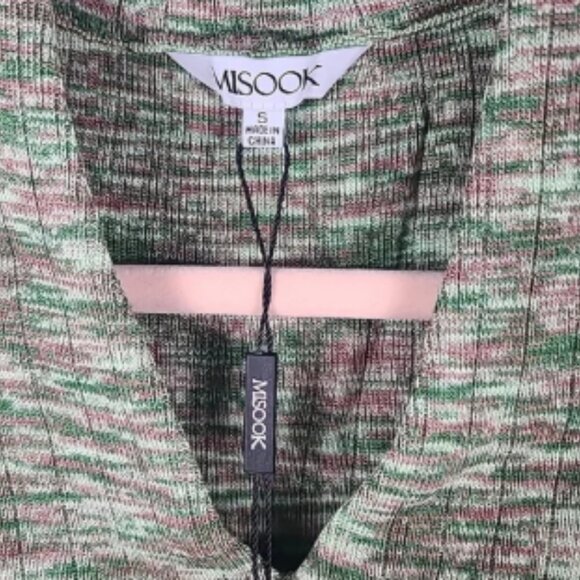 NEW Misook Mini Fit & Flare Green Dress V-neck Pleated Knit Size S MSRP $348 NWT - Picture 3 of 6